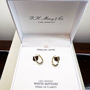 R.H. Macy & Co. Sterling Silver Lab-Created White Sapphire Hoop Earrings